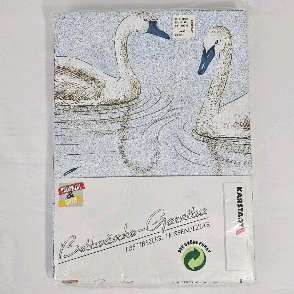Vintage Karstadt German Bedding Linen Set 1 Duvet Cover + 1 Pillow Case NOS - Picture 1 of 10